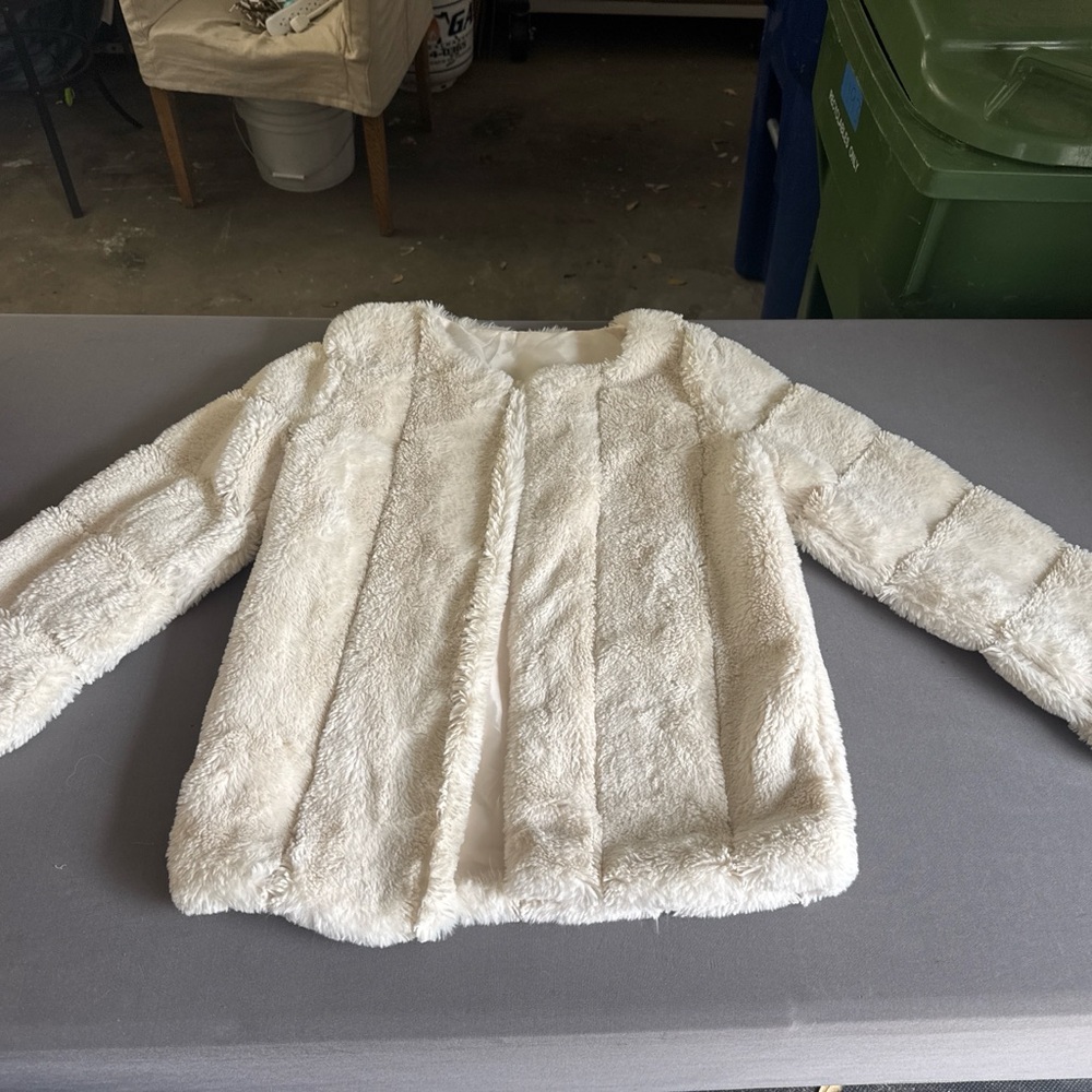 Ivory Faux Fur Teddy Jacket Coat No Brand Missing Clips See Photos